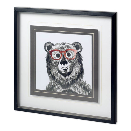 Bookish Bear by Bella Dos Santos a Hand Embellished Textured Framed Art Print Matted under Glass by Mercana at Eve Furniture