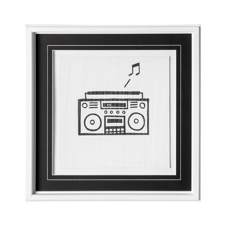 Boom Box by Lawyer a Hand Embellished Textured Framed Art Print Matted under Glass by Mercana at Eve Furniture