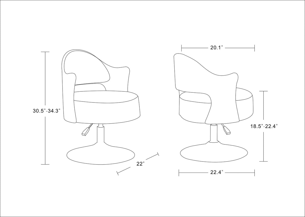 Bopper Adjustable Height Swivel Accent Chair in White and Polished Chrome by Manhattan Comfort at Eve Furniture