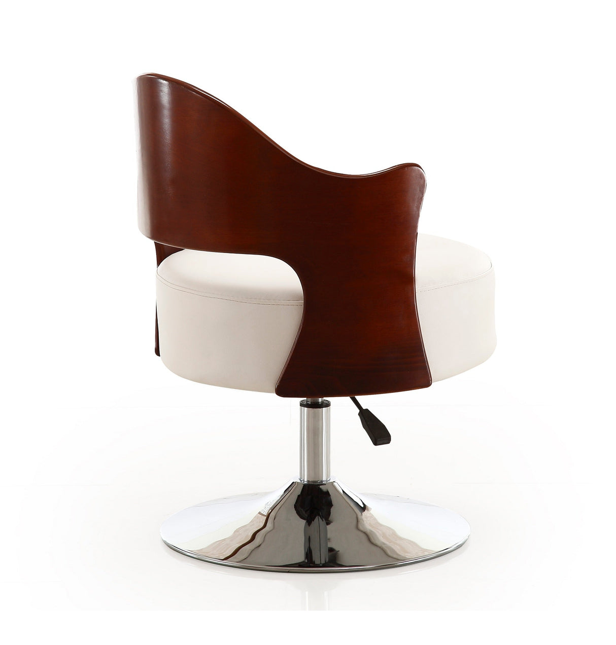 Bopper Adjustable Height Swivel Accent Chair in White and Polished Chrome by Manhattan Comfort at Eve Furniture