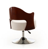 Bopper Adjustable Height Swivel Accent Chair in White and Polished Chrome by Manhattan Comfort at Eve Furniture