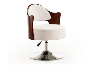 Bopper Adjustable Height Swivel Accent Chair in White and Polished Chrome by Manhattan Comfort at Eve Furniture