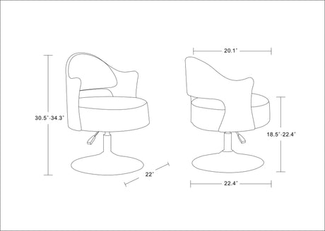 Bopper Adjustable Height Swivel Accent Chair in White and Polished Chrome (set of 2) by Manhattan Comfort at Eve Furniture