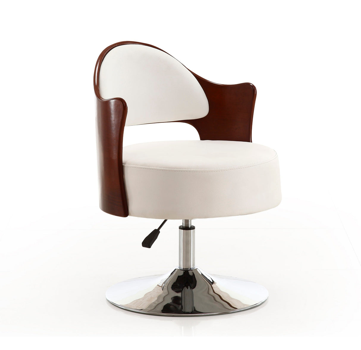 Bopper Adjustable Height Swivel Accent Chair in White and Polished Chrome (set of 2) by Manhattan Comfort at Eve Furniture