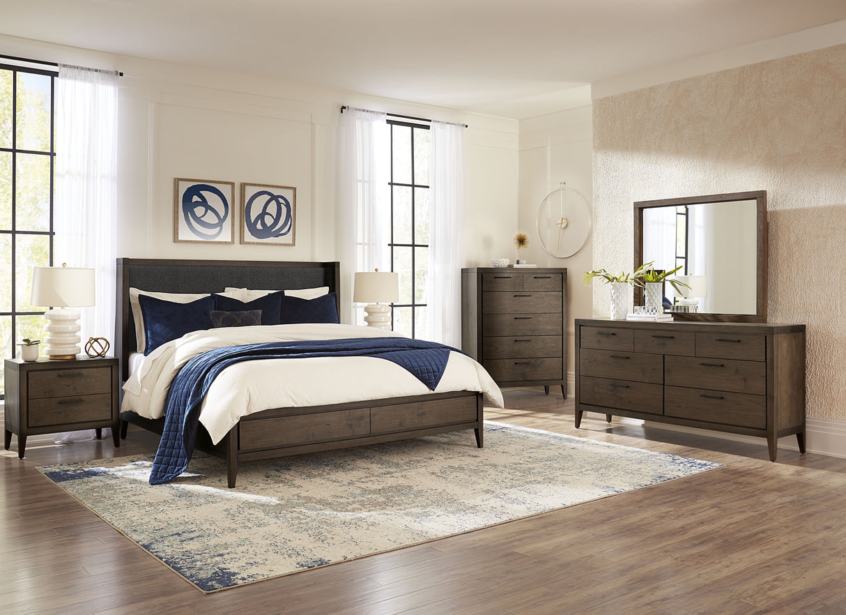 Boracay Five Drawer One Door Walnut Sweater Chest in Wild Oats Brown by Modus Furniture at Eve Furniture