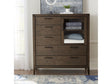 Boracay Five Drawer One Door Walnut Sweater Chest in Wild Oats Brown by Modus Furniture at Eve Furniture