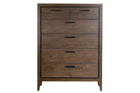 Boracay Five Drawer Walnut Chest in Wild Oats Brown by Modus Furniture at Eve Furniture