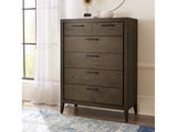 Boracay Five Drawer Walnut Chest in Wild Oats Brown by Modus Furniture at Eve Furniture