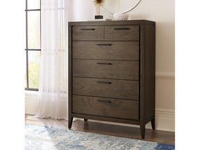 Boracay Five Drawer Walnut Chest in Wild Oats Brown by Modus Furniture at Eve Furniture