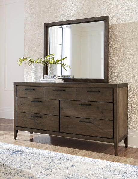 Boracay Seven Drawer Walnut Dresser in Wild Oats Brown by Modus Furniture at Eve Furniture