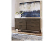 Boracay Seven Drawer Walnut Dresser in Wild Oats Brown by Modus Furniture at Eve Furniture