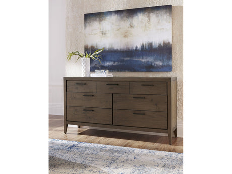 Boracay Seven Drawer Walnut Dresser in Wild Oats Brown by Modus Furniture at Eve Furniture