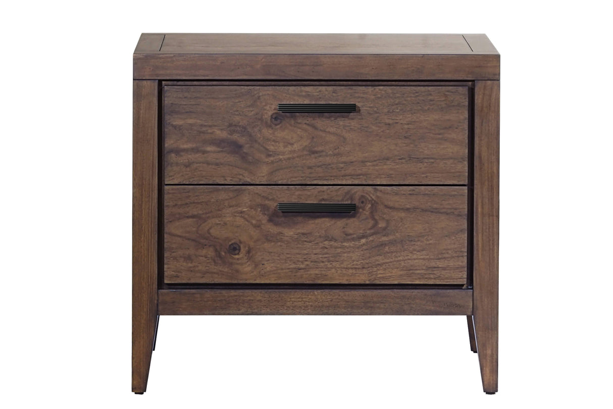 Boracay Two Drawer USB Charging Nightstand in Wild Oats Brown by Modus Furniture at Eve Furniture