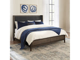 Boracay Upholstered Eastern King Wingback Storage Bed in Wild Oats Brown by Modus Furniture at Eve Furniture