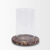 Bordo Red Marble w/ Glass Hurricane Candle Holder by Mercana at Eve Furniture