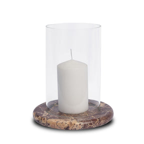 Bordo Red Marble w/ Glass Hurricane Candle Holder by Mercana at Eve Furniture