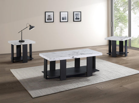 Boris Faux Marble 3-Piece Coffee Table Set by Crown Mark at Eve Furniture