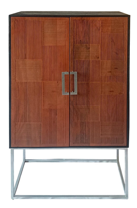 Borman Walnut and Black 2-door Bar Cabinet Wine Storage by Coaster at Eve Furniture