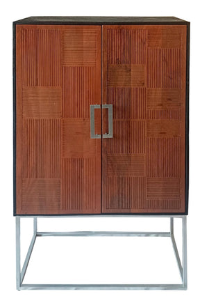 Borman Walnut and Black 2-door Bar Cabinet Wine Storage by Coaster at Eve Furniture