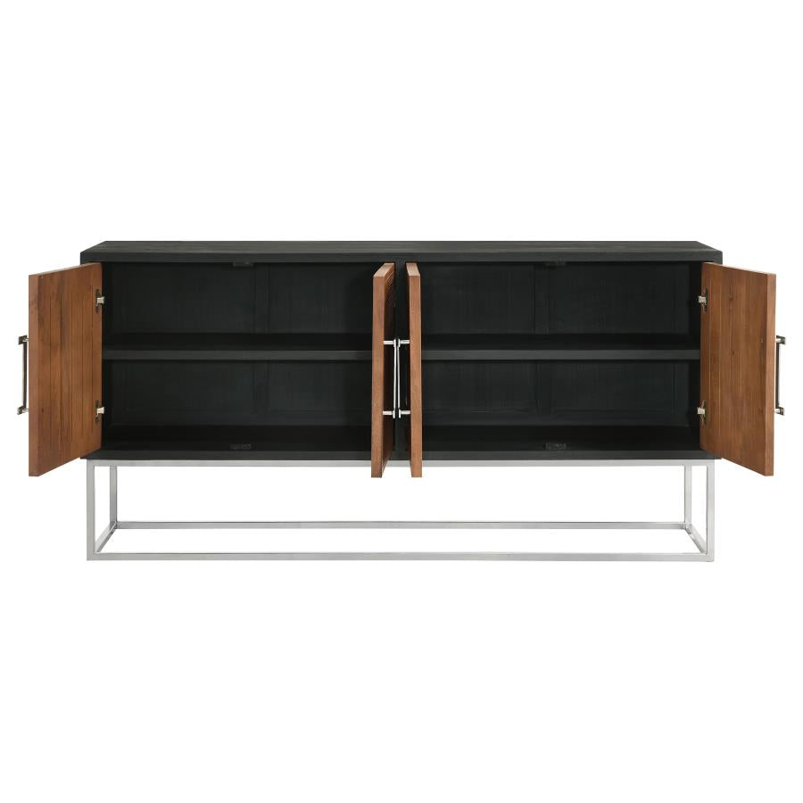 Borman Walnut and Black 4-Door Wooden Accent Cabinet by Coaster at Eve Furniture
