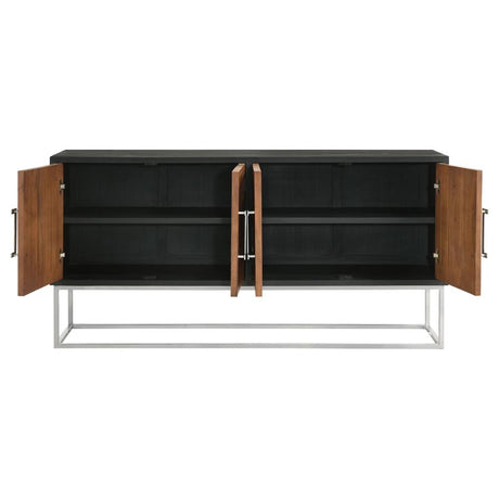 Borman Walnut and Black 4-Door Wooden Accent Cabinet by Coaster at Eve Furniture