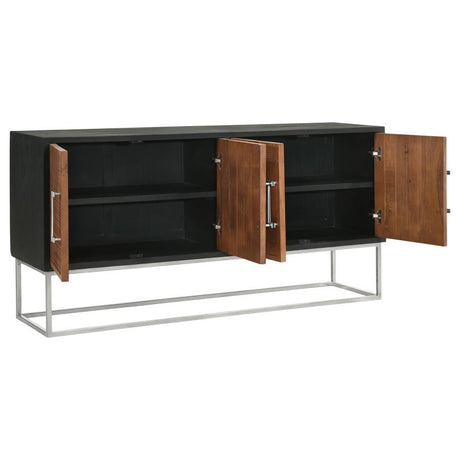 Borman Walnut and Black 4-Door Wooden Accent Cabinet by Coaster at Eve Furniture