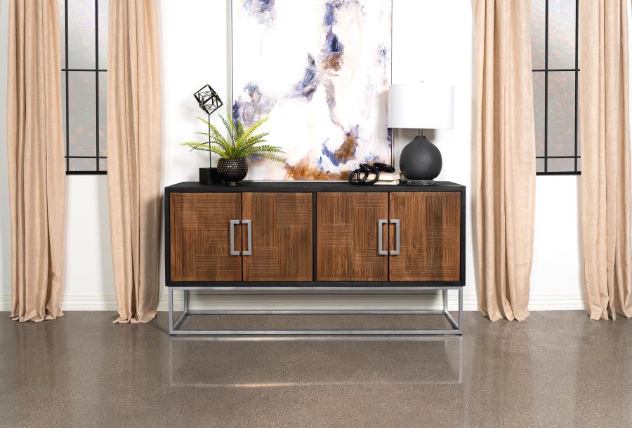 Borman Walnut and Black 4-Door Wooden Accent Cabinet by Coaster at Eve Furniture