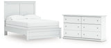 Bostwick Shoals Full Panel Bed with Dresser in White by Ashley at Eve Furniture