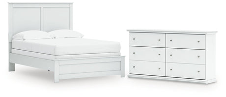 Bostwick Shoals Full Panel Bed with Dresser in White by Ashley at Eve Furniture
