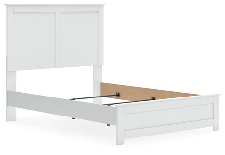 Bostwick Shoals Full Panel Bed with Mirrored Dresser and Nightstand in White by Ashley at Eve Furniture