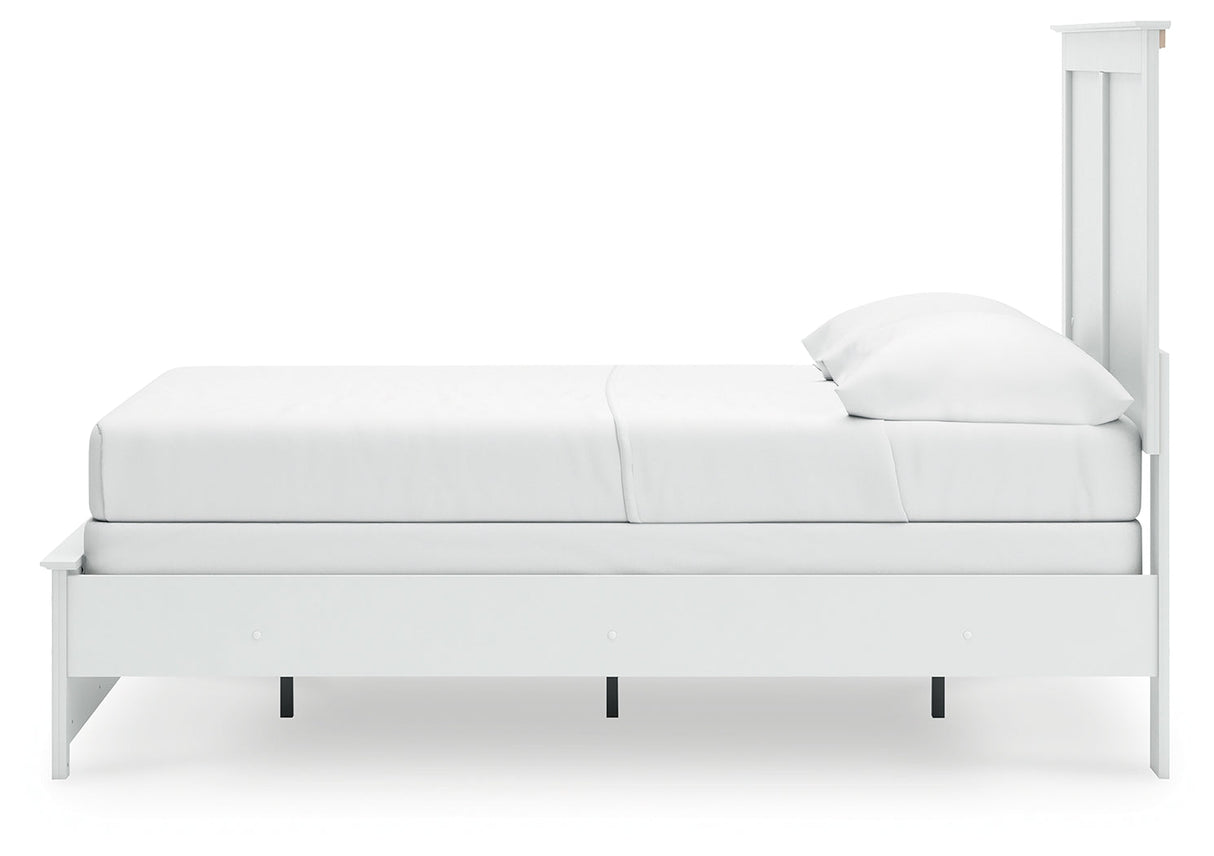 Bostwick Shoals Full Panel Bed with Mirrored Dresser, Chest and 2 Nightstands in White by Ashley at Eve Furniture