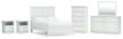 Bostwick Shoals Full Panel Bed with Mirrored Dresser, Chest and 2 Nightstands in White by Ashley at Eve Furniture