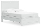 Bostwick Shoals Full Panel Bed with Mirrored Dresser in White by Ashley at Eve Furniture