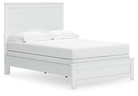Bostwick Shoals Full Panel Bed with Mirrored Dresser in White by Ashley at Eve Furniture