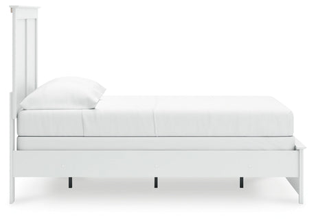 Bostwick Shoals Full Panel Bed with Mirrored Dresser in White by Ashley at Eve Furniture