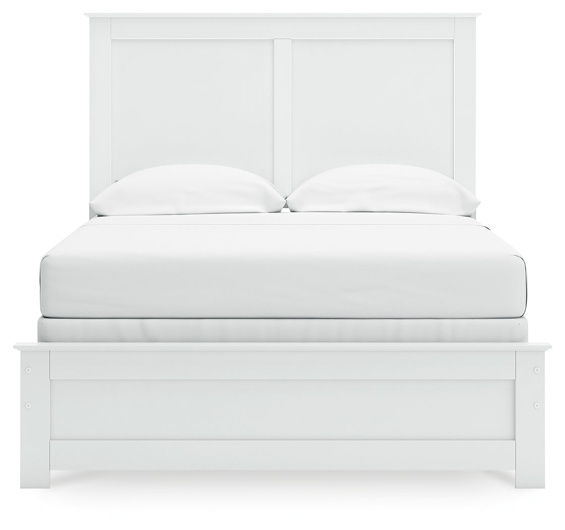 Bostwick Shoals Full Panel Bed with Mirrored Dresser in White by Ashley at Eve Furniture
