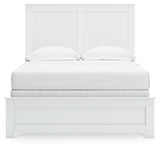 Bostwick Shoals Full Panel Bed with Mirrored Dresser in White by Ashley at Eve Furniture