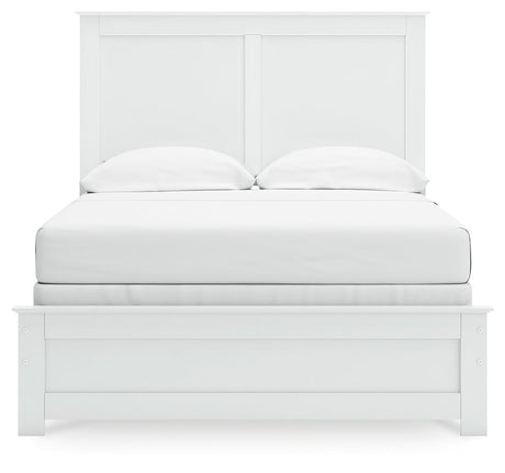 Bostwick Shoals Full Panel Bed with Mirrored Dresser in White by Ashley at Eve Furniture