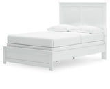 Bostwick Shoals Full Panel Bed with Mirrored Dresser in White by Ashley at Eve Furniture