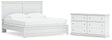 Bostwick Shoals King Panel Bed with Dresser in White by Ashley at Eve Furniture