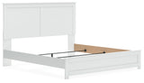 Bostwick Shoals King Panel Bed with Mirrored Dresser and 2 Nightstands in White by Ashley at Eve Furniture