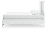 Bostwick Shoals King Panel Bed with Mirrored Dresser and 2 Nightstands in White by Ashley at Eve Furniture