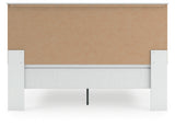 Bostwick Shoals King Panel Bed with Mirrored Dresser and Nightstand in White by Ashley at Eve Furniture