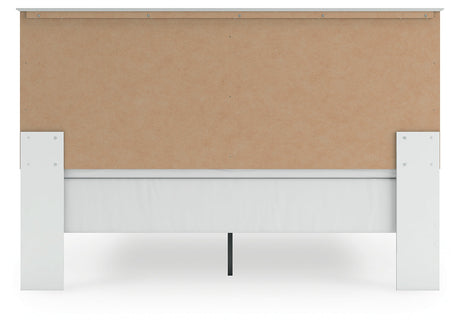 Bostwick Shoals King Panel Bed with Mirrored Dresser and Nightstand in White by Ashley at Eve Furniture