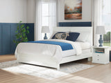 Bostwick Shoals King Panel Bed with Mirrored Dresser and Nightstand in White by Ashley at Eve Furniture