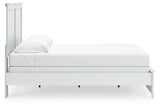 Bostwick Shoals King Panel Bed with Mirrored Dresser in White by Ashley at Eve Furniture