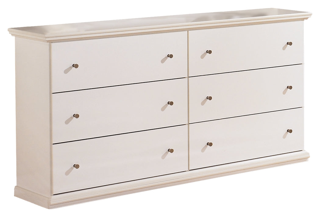 Bostwick Shoals Queen Panel Bed with Dresser and Nightstand in White by Ashley at Eve Furniture