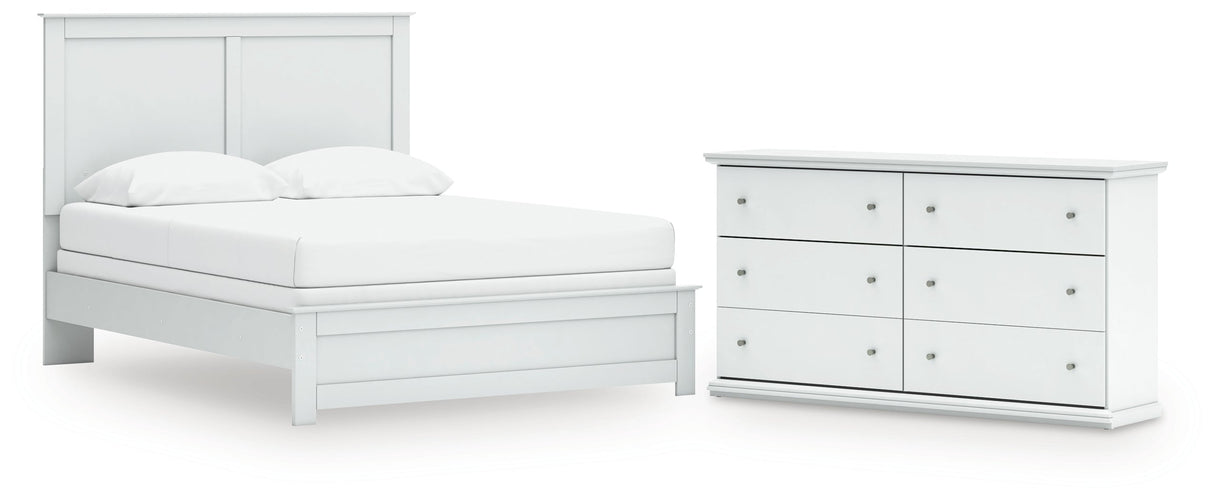 Bostwick Shoals Queen Panel Bed with Dresser in White by Ashley at Eve Furniture