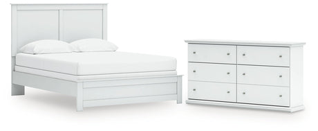 Bostwick Shoals Queen Panel Bed with Dresser in White by Ashley at Eve Furniture