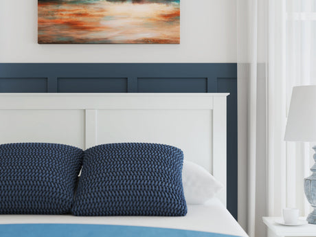 Bostwick Shoals Queen Panel Bed with Mirrored Dresser and 2 Nightstands in White by Ashley at Eve Furniture